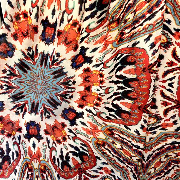 Love Reign Geometric Print Maxi Dress Size M Scoop Neck Sleeveless Front Slit - Picture 5 of 15